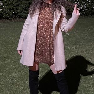 Sparkly Copper Brown Turtleneck Sweater Dress